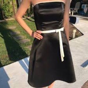 Black Satin Strapless Dress Sz 8